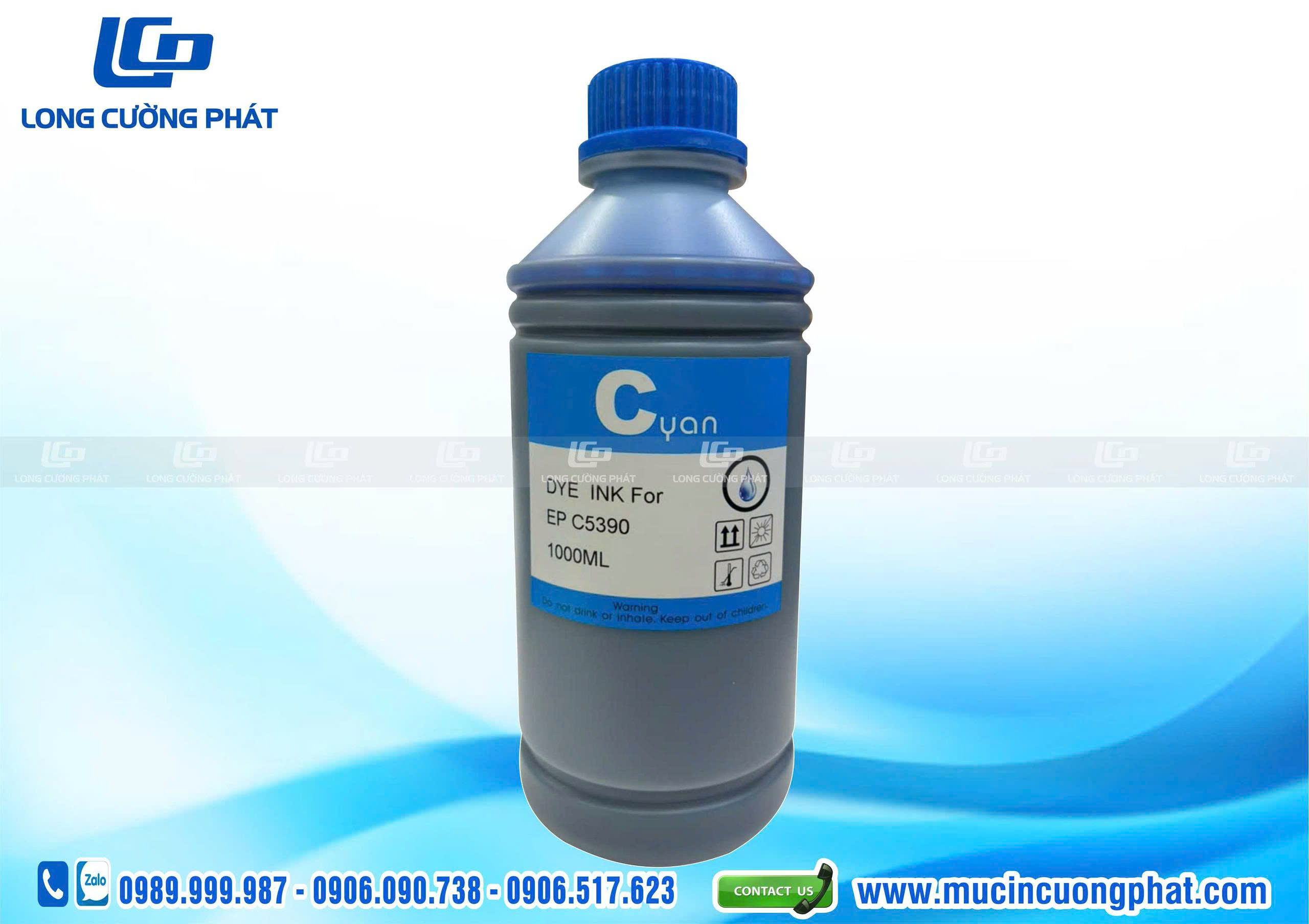 Mực in Dye Premium Epson C5390, C5890, S887 - chai 1000ml màu Xanh